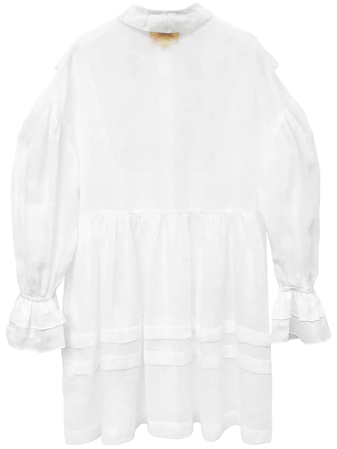 Unlogical Poem Paper-cut Hollow Embroidered Ramie Shirt Dress