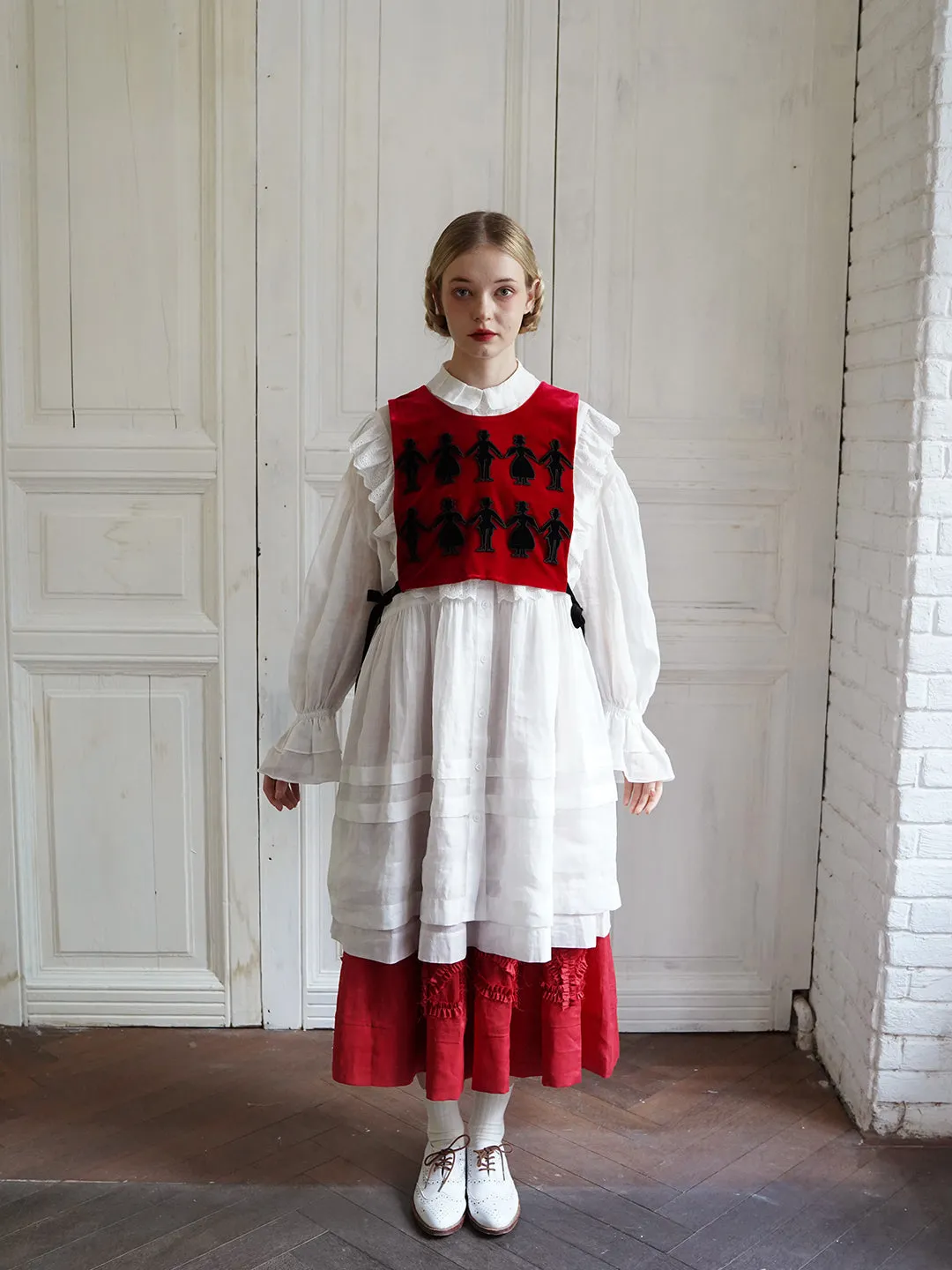 Unlogical Poem Paper-cut Hollow Embroidered Ramie Shirt Dress