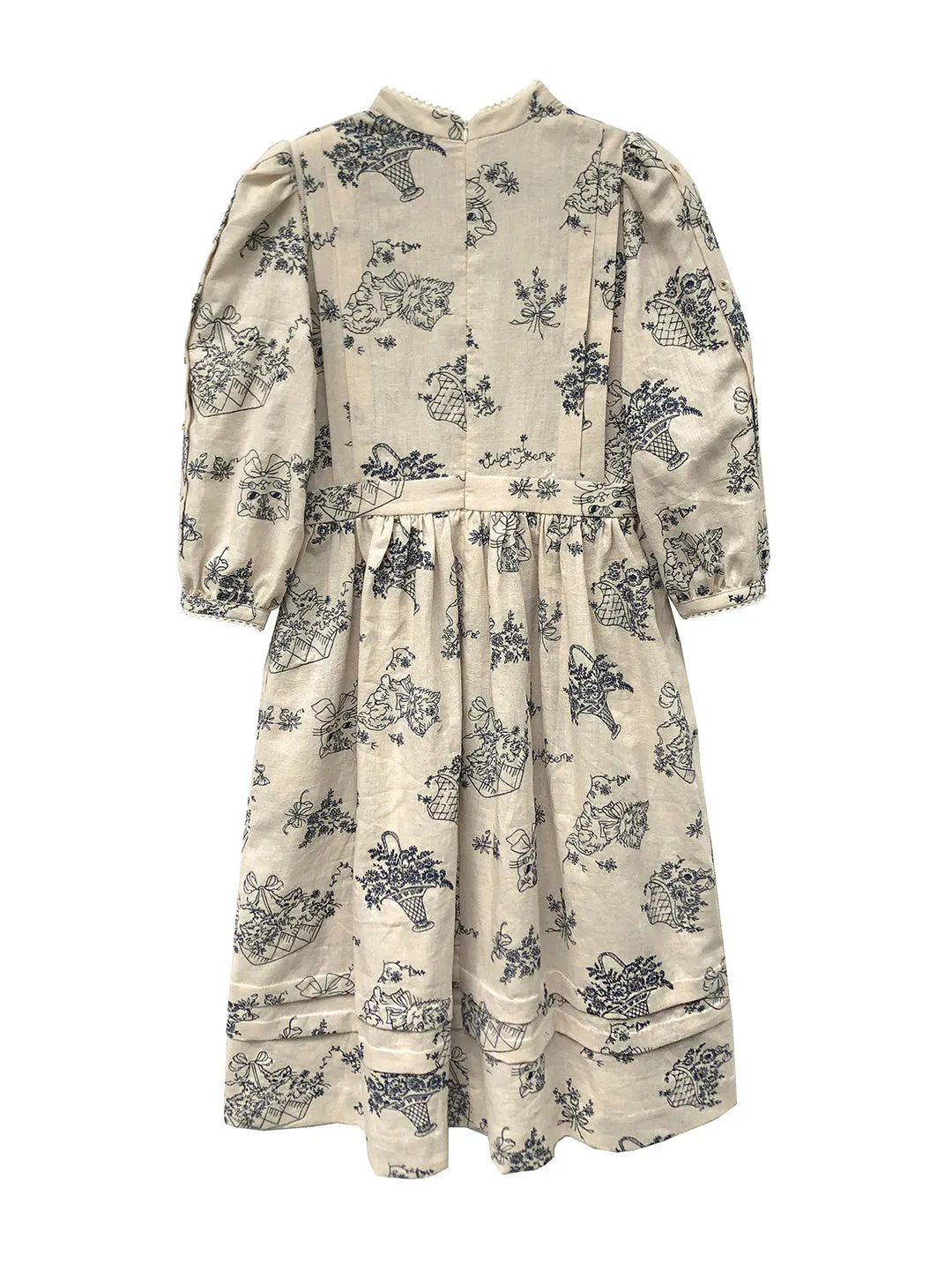 Unlogical Poem Victorian style Blue Illustration Embroidered Ramie Dress