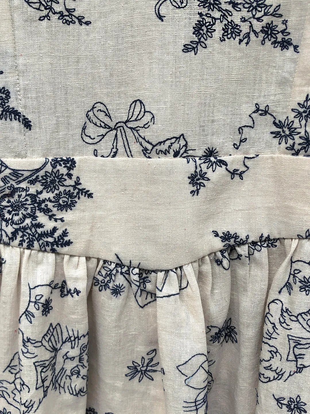 Unlogical Poem Victorian style Blue Illustration Embroidered Ramie Dress