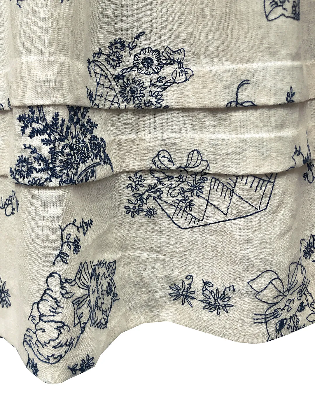 Unlogical Poem Victorian style Blue Illustration Embroidered Ramie Dress