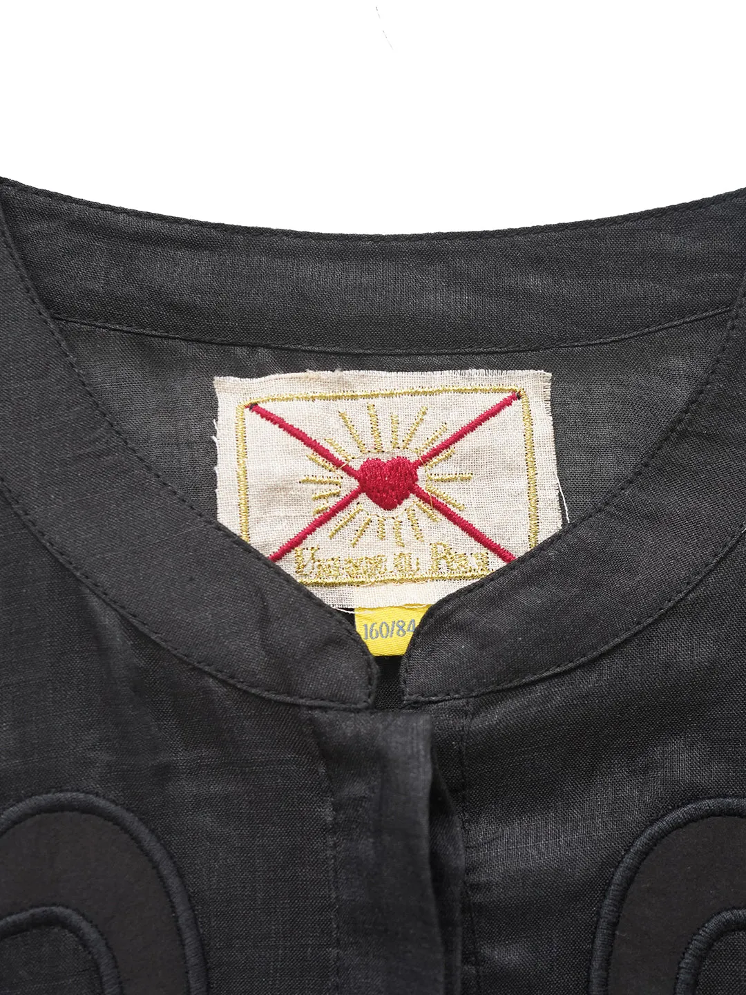 Unlogical Poem Victorian Style Bow Applique Embroidered Black Dress