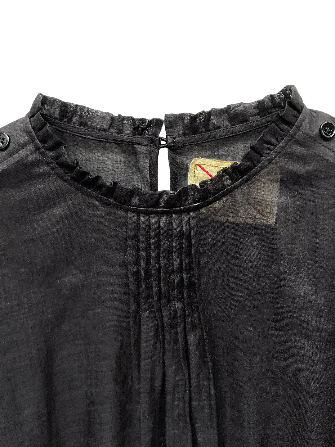 Unlogical Poem Victorian style Hollow Embroidery Black Ramie dress
