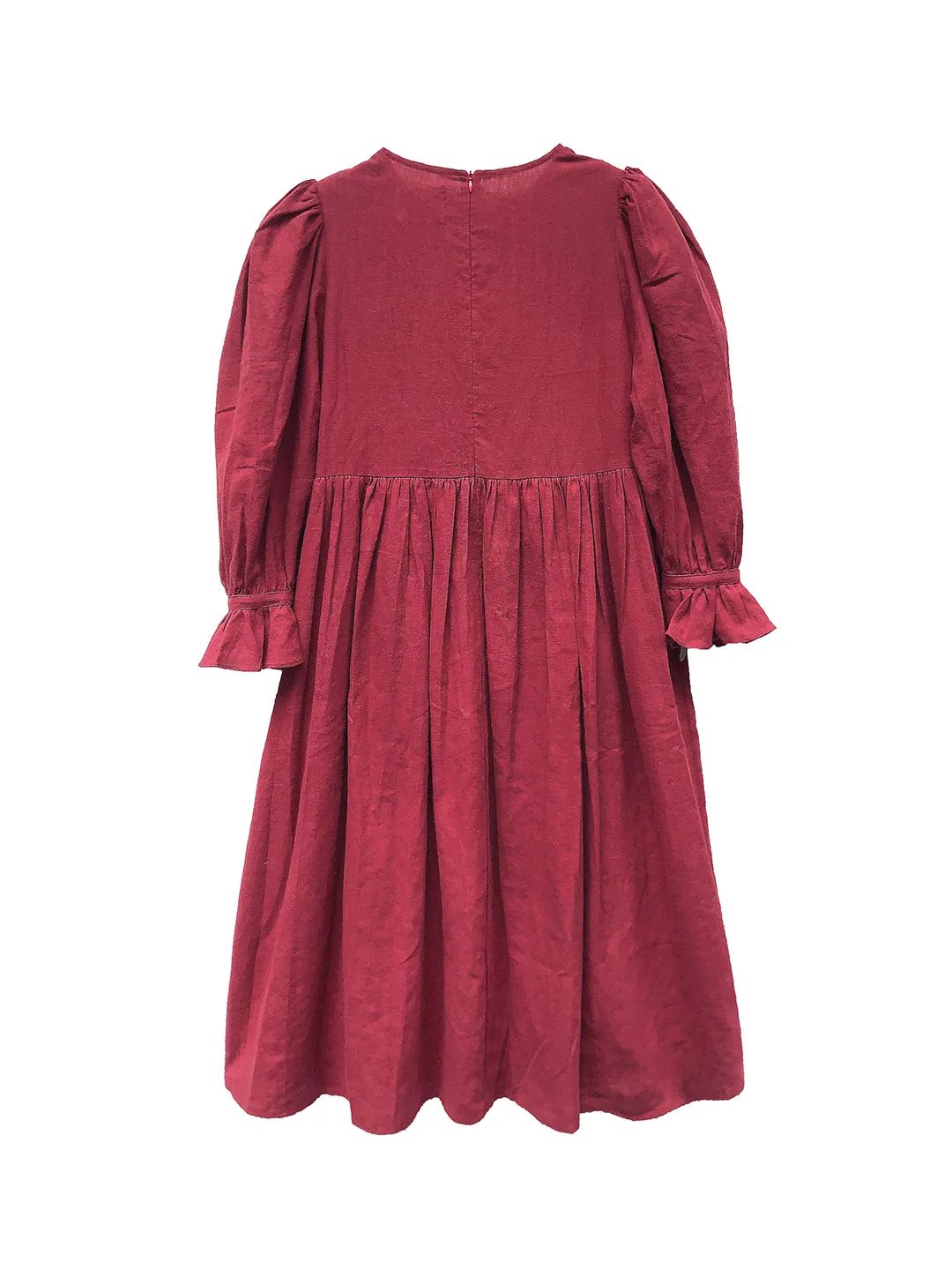 Unlogical Poem Victorian style Illustration Embroidered Patches Red Ramie Dress