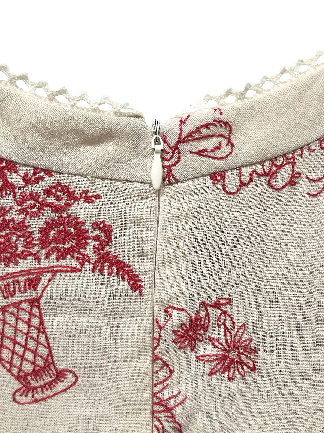 Unlogical Poem Victorian style Red Illustration Embroidered Ramie Dress
