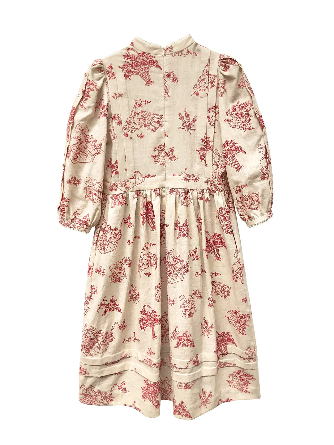Unlogical Poem Victorian style Red Illustration Embroidered Ramie Dress