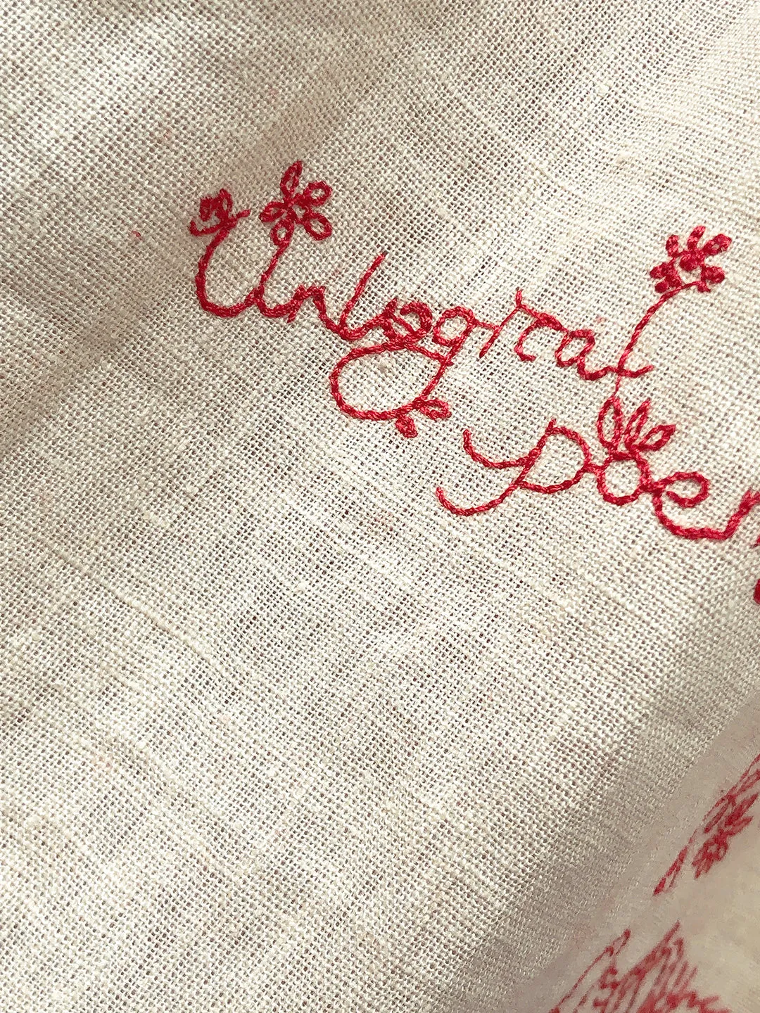 Unlogical Poem Victorian style Red Illustration Embroidered Ramie Dress