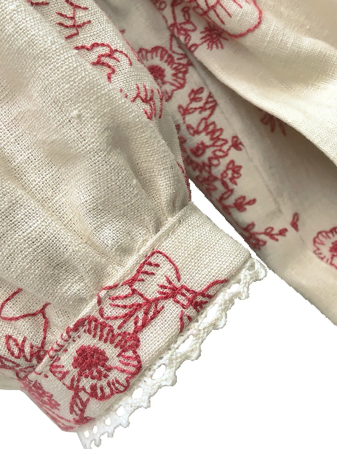 Unlogical Poem Victorian style Red Illustration Embroidered Ramie Dress