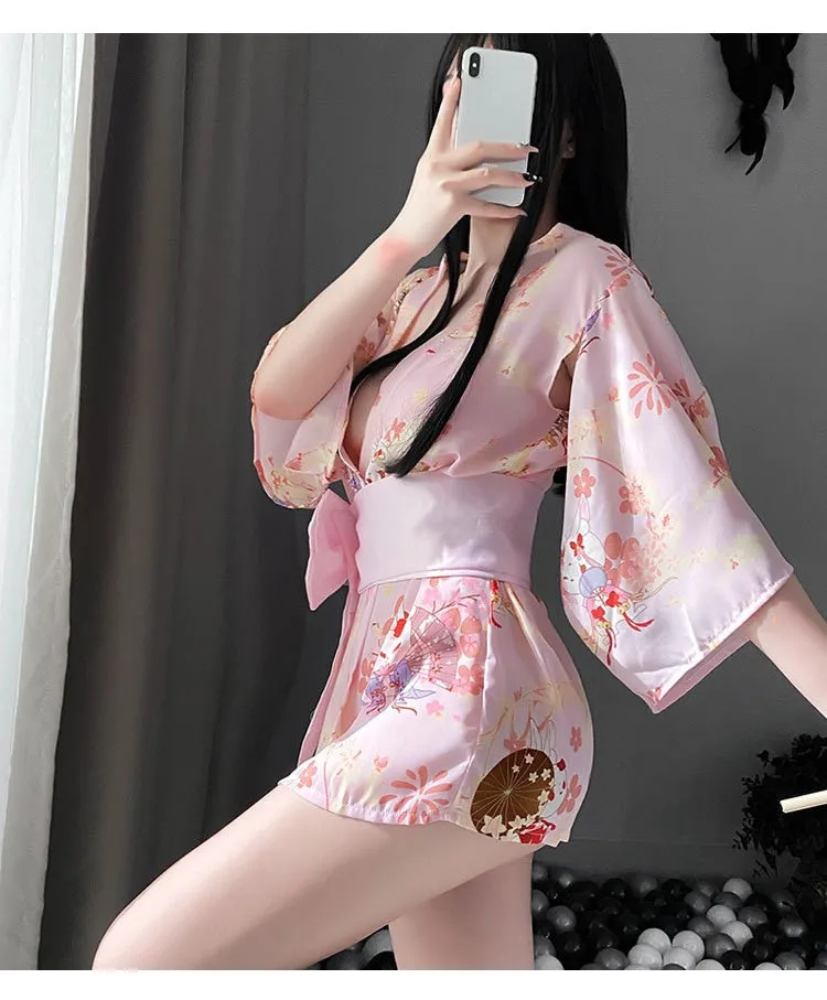 VenusFox new ladies summer new sexy lingerie Japanese-style print bow bunny rabbit kimono game uniform temptation sexy clothing