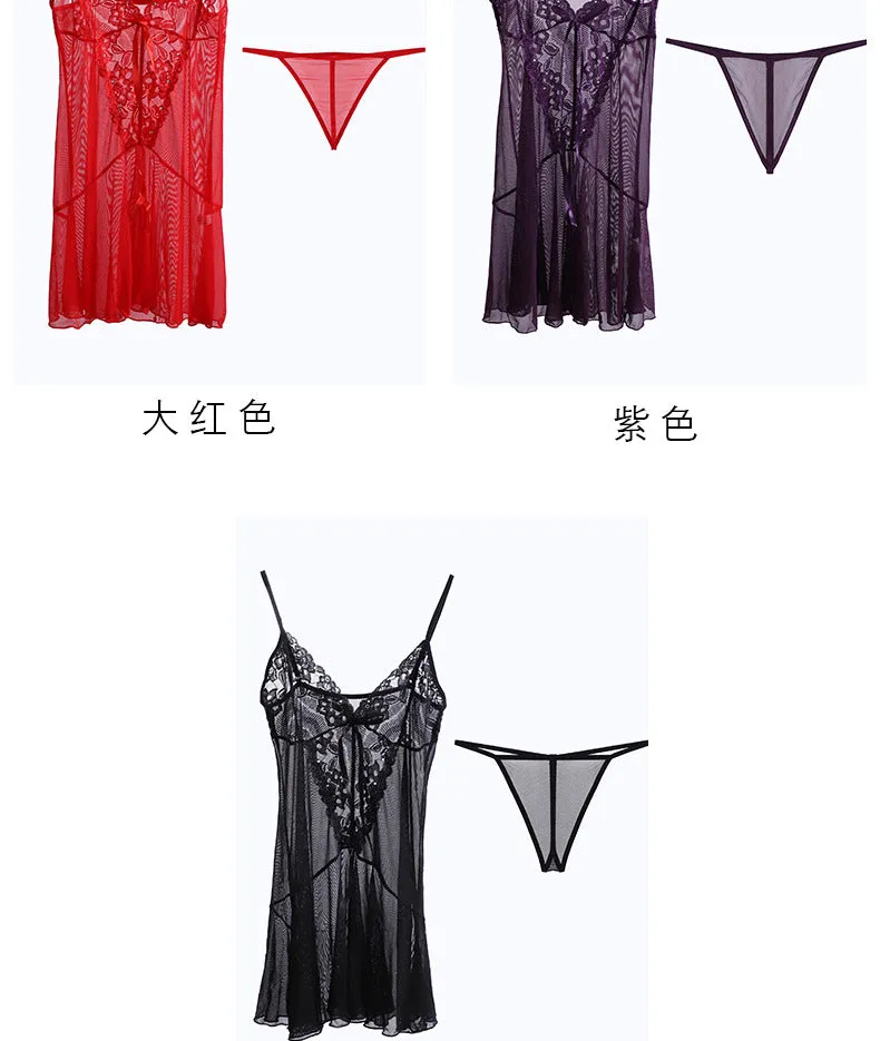 VenusFox Sexy See-through Sexy Lingerie Temptation Pajamas Ladies Wholesale Mesh Sling Suit Sexy Nightdress