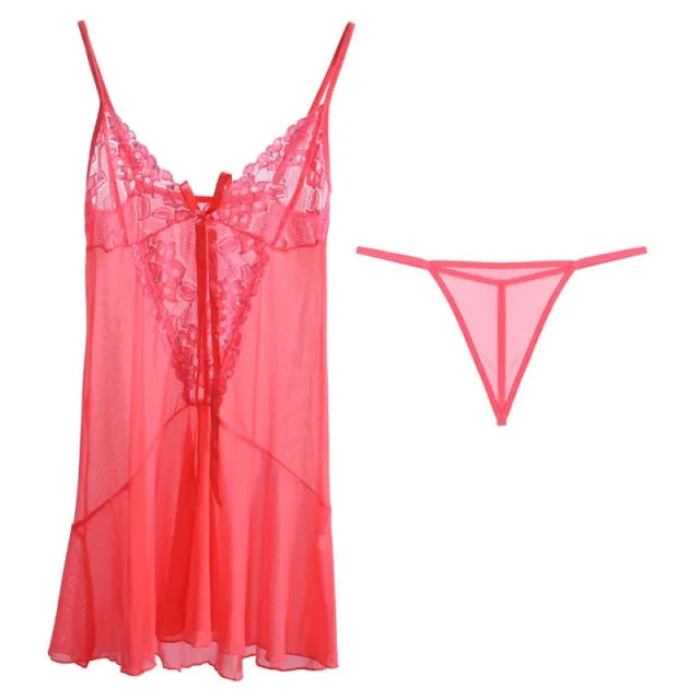 VenusFox Sexy See-through Sexy Lingerie Temptation Pajamas Ladies Wholesale Mesh Sling Suit Sexy Nightdress