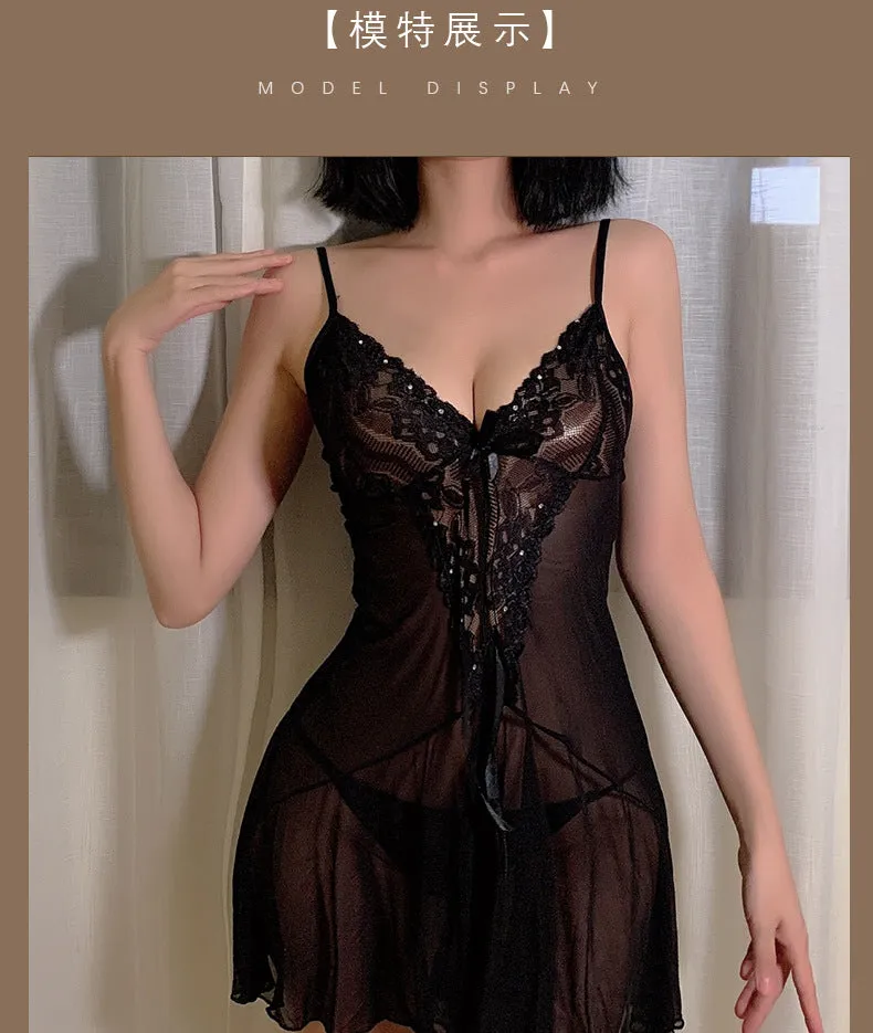 VenusFox Sexy See-through Sexy Lingerie Temptation Pajamas Ladies Wholesale Mesh Sling Suit Sexy Nightdress