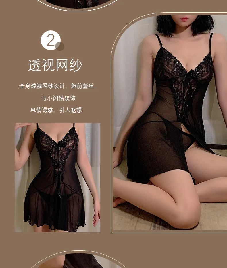 VenusFox Sexy See-through Sexy Lingerie Temptation Pajamas Ladies Wholesale Mesh Sling Suit Sexy Nightdress