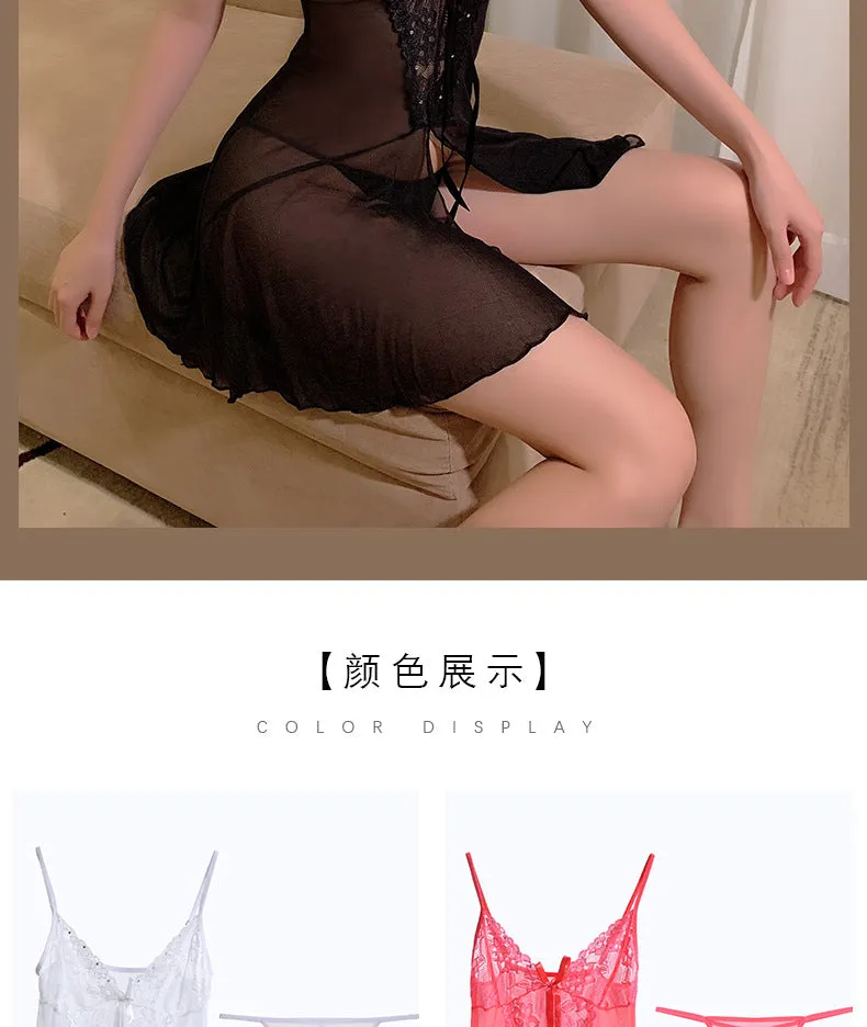 VenusFox Sexy See-through Sexy Lingerie Temptation Pajamas Ladies Wholesale Mesh Sling Suit Sexy Nightdress