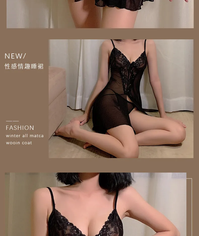 VenusFox Sexy See-through Sexy Lingerie Temptation Pajamas Ladies Wholesale Mesh Sling Suit Sexy Nightdress