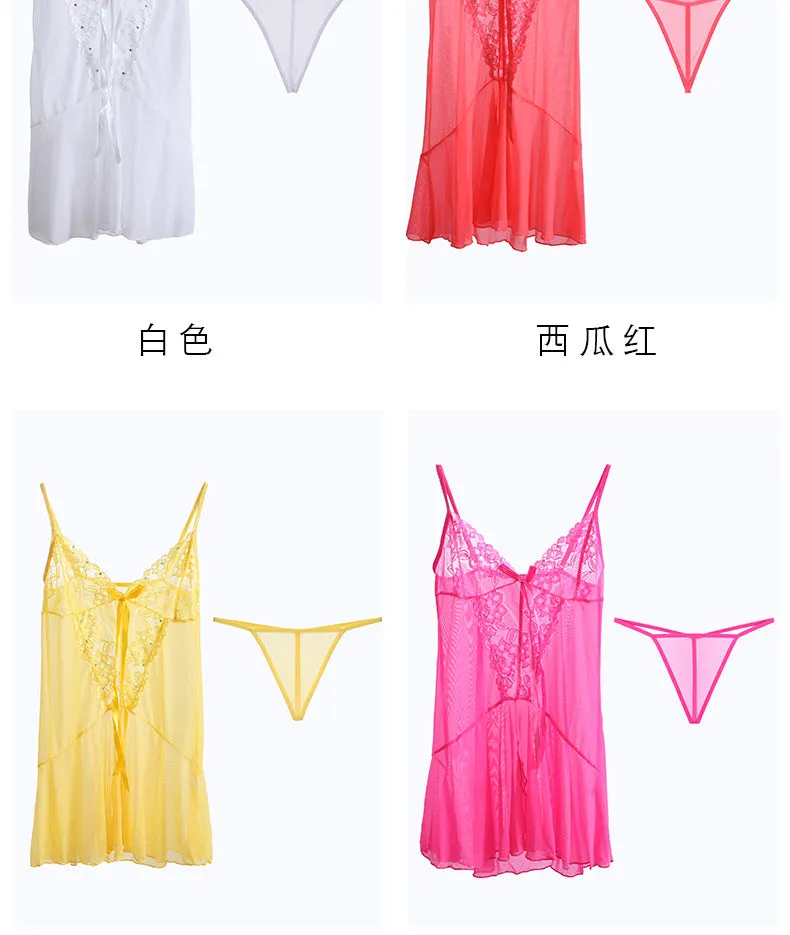 VenusFox Sexy See-through Sexy Lingerie Temptation Pajamas Ladies Wholesale Mesh Sling Suit Sexy Nightdress