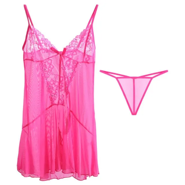 VenusFox Sexy See-through Sexy Lingerie Temptation Pajamas Ladies Wholesale Mesh Sling Suit Sexy Nightdress