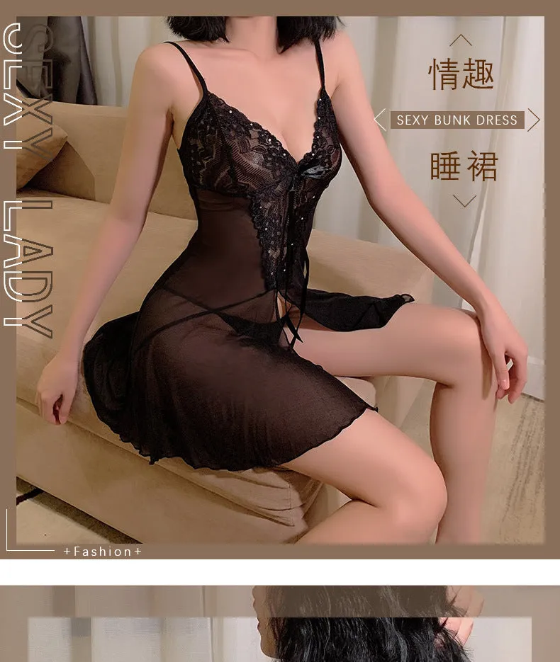 VenusFox Sexy See-through Sexy Lingerie Temptation Pajamas Ladies Wholesale Mesh Sling Suit Sexy Nightdress