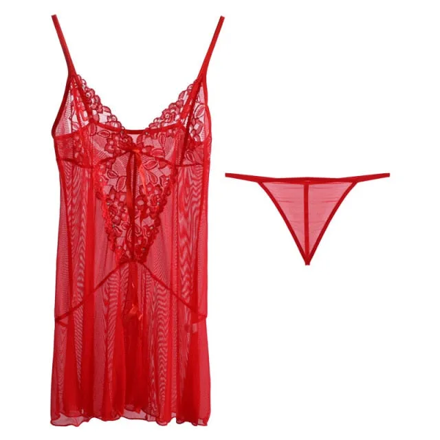 VenusFox Sexy See-through Sexy Lingerie Temptation Pajamas Ladies Wholesale Mesh Sling Suit Sexy Nightdress