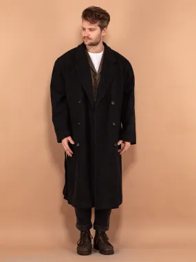 Vintage 00's Men Belted Wool Coat in Dark Grey