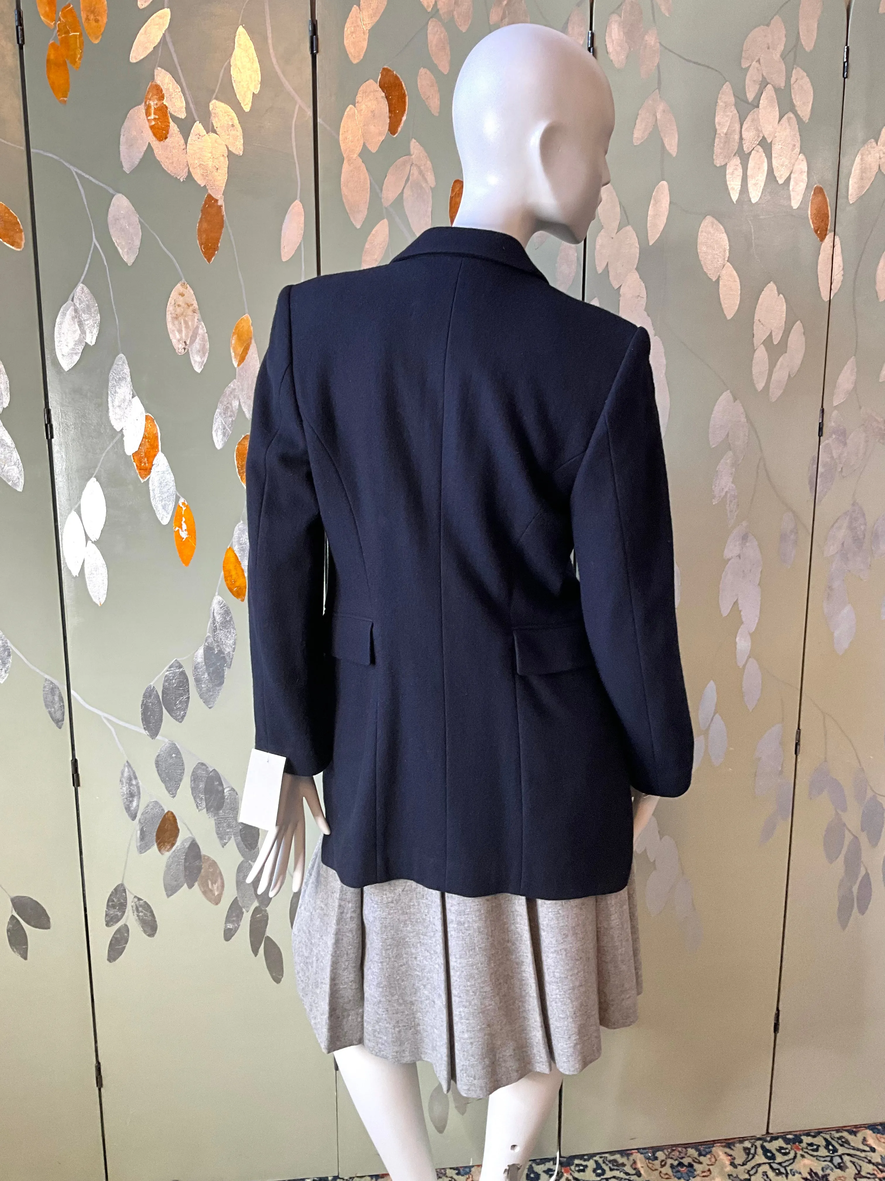 Vintage 1990s Comme des Garçons Robe de Chambre Navy Wool Cutaway Coat, Small