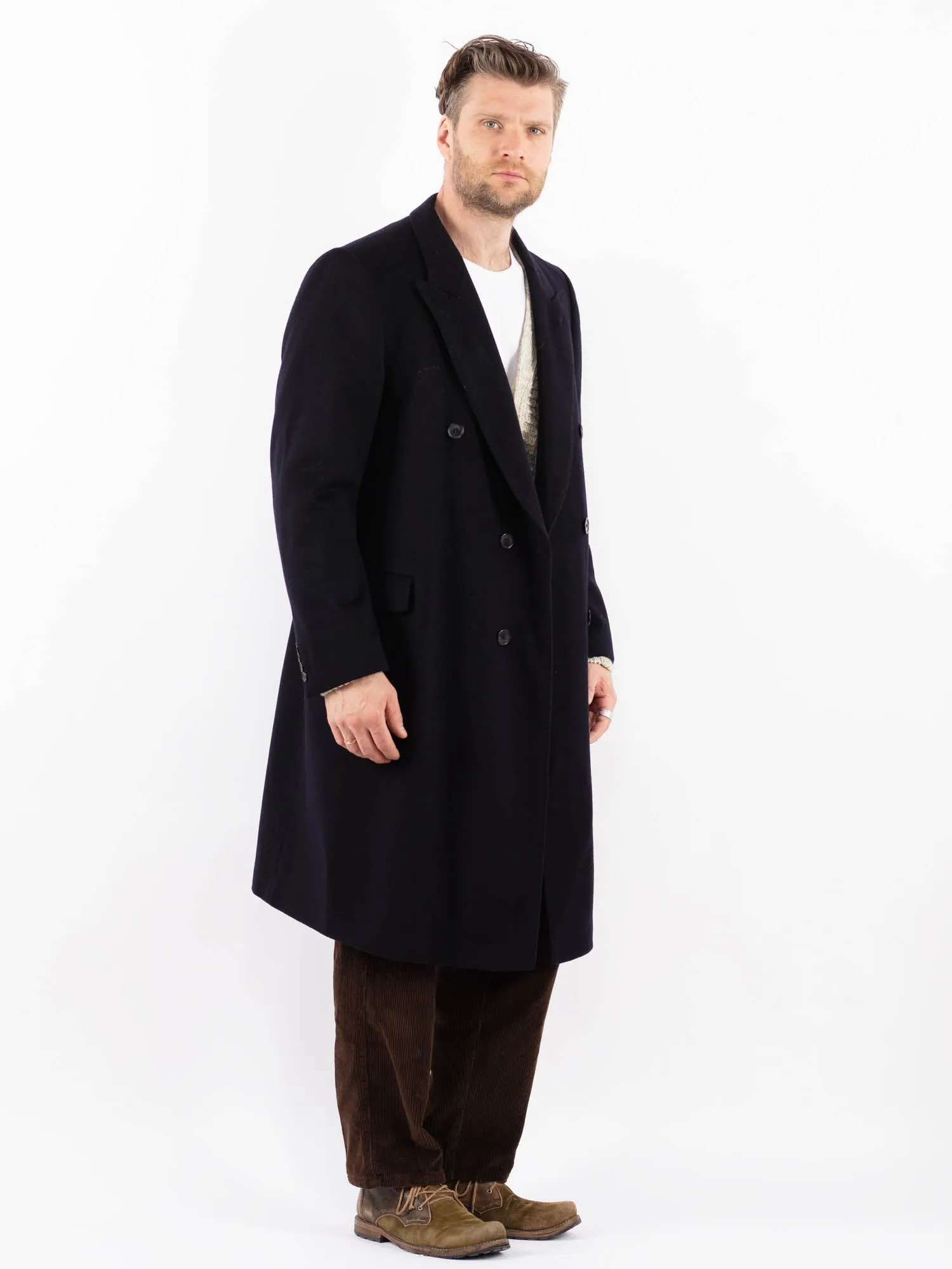 Vintage 70's Men Wool Coat in Blue