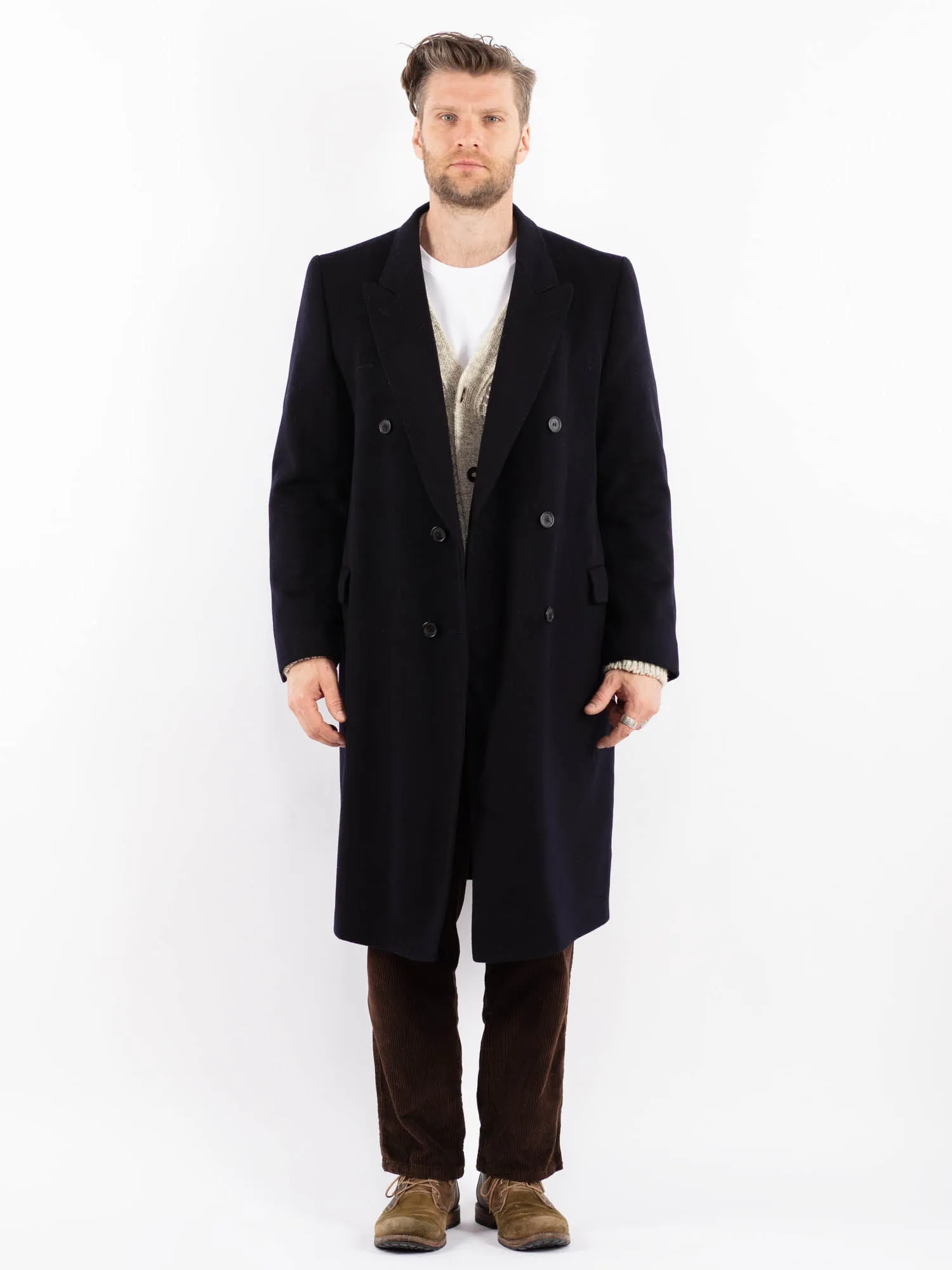 Vintage 70's Men Wool Coat in Blue