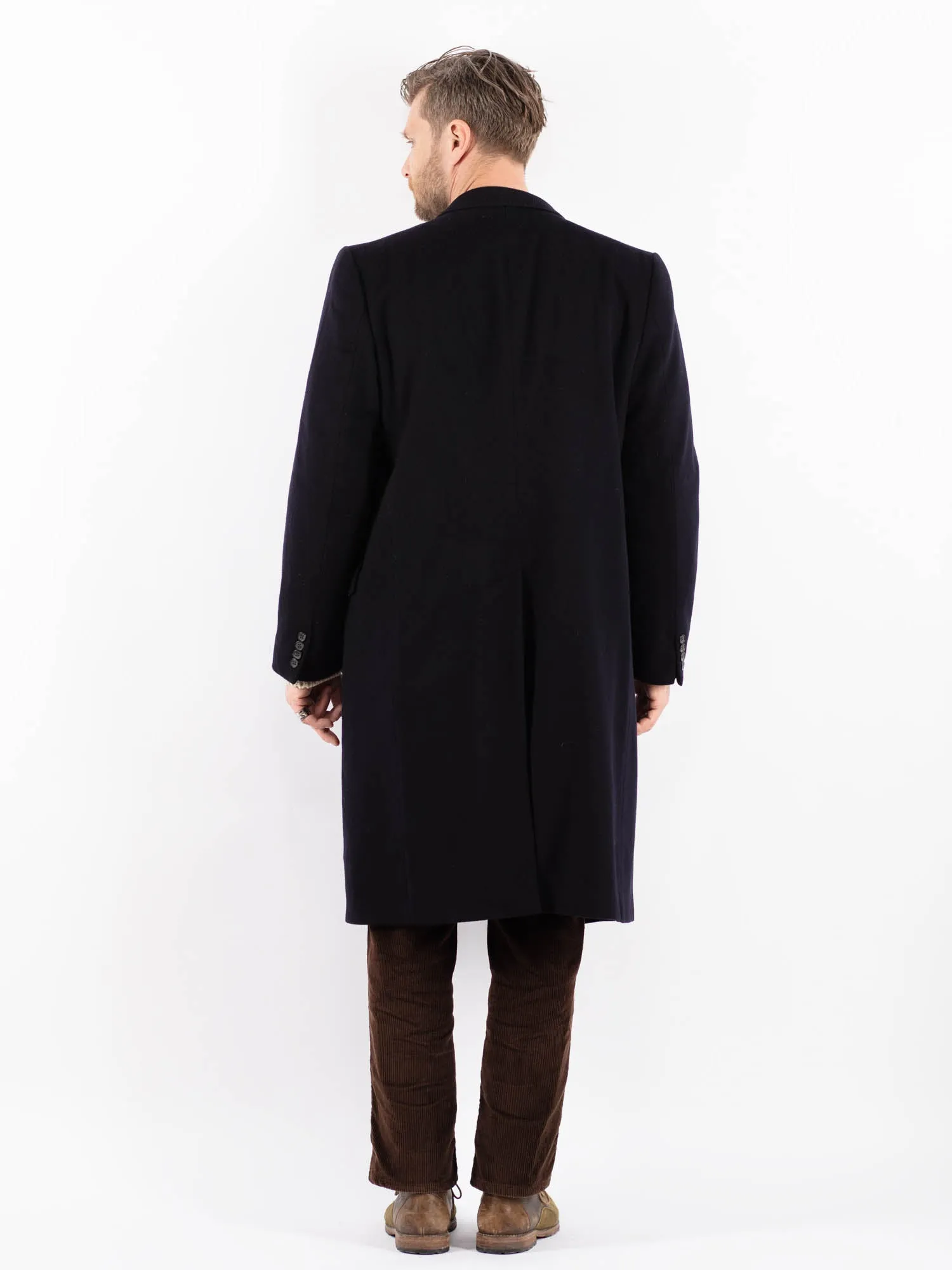 Vintage 70's Men Wool Coat in Blue