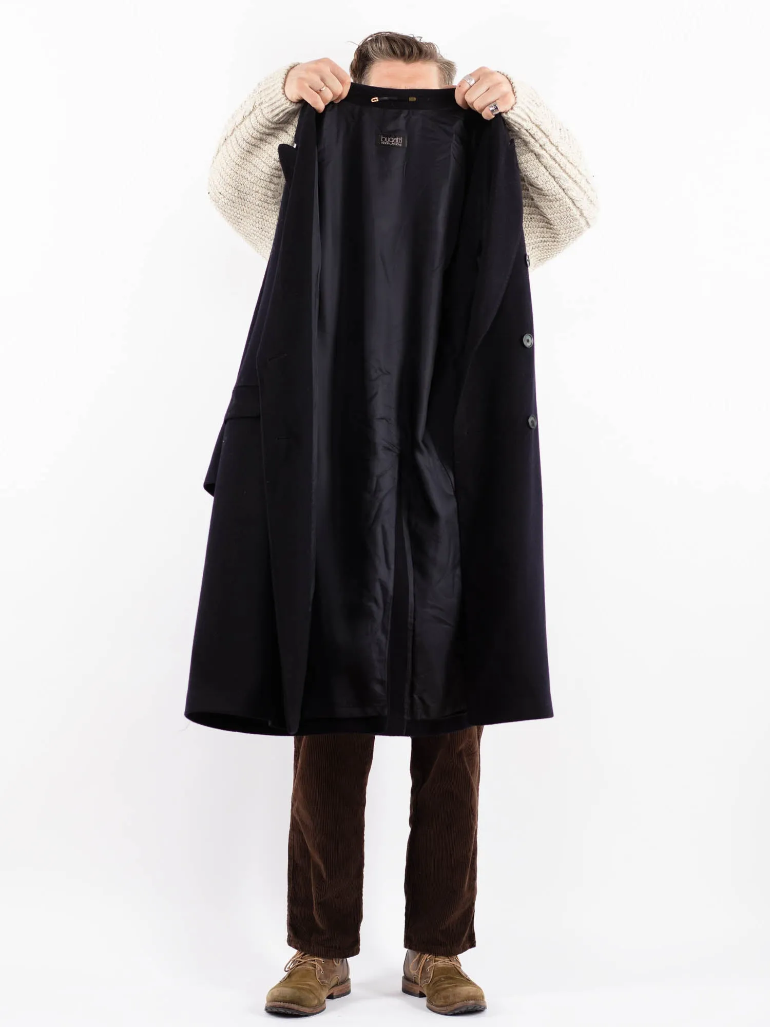 Vintage 70's Men Wool Coat in Blue