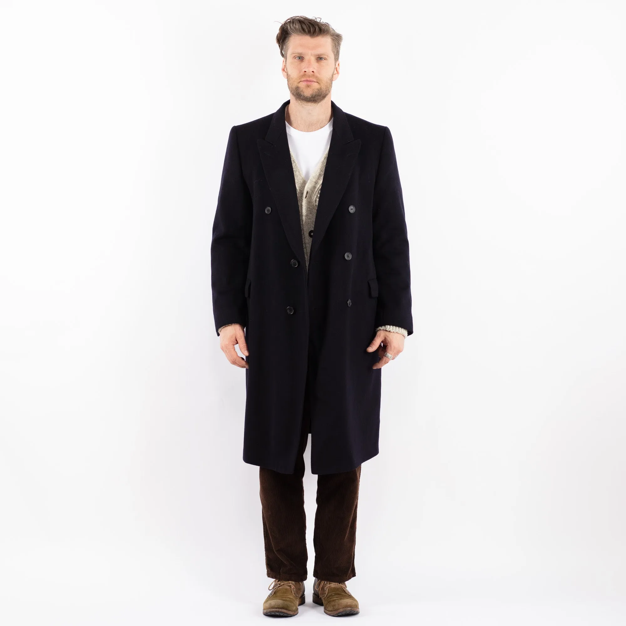 Vintage 70's Men Wool Coat in Blue