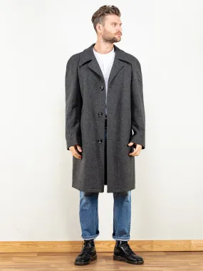 Vintage 70's Men Wool Coat In Grey