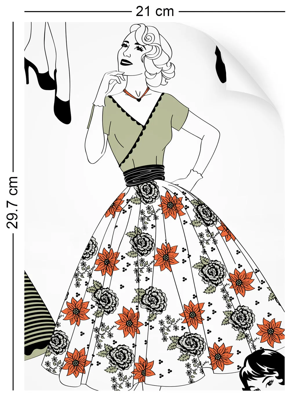 Vintage Dress (Colour) - Wallpaper Samples