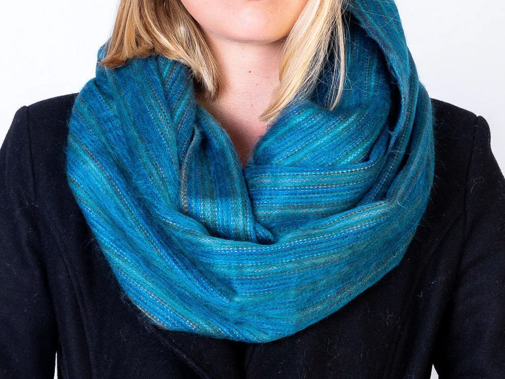 Warm Alpaca Wool Infinity Scarf, Teal