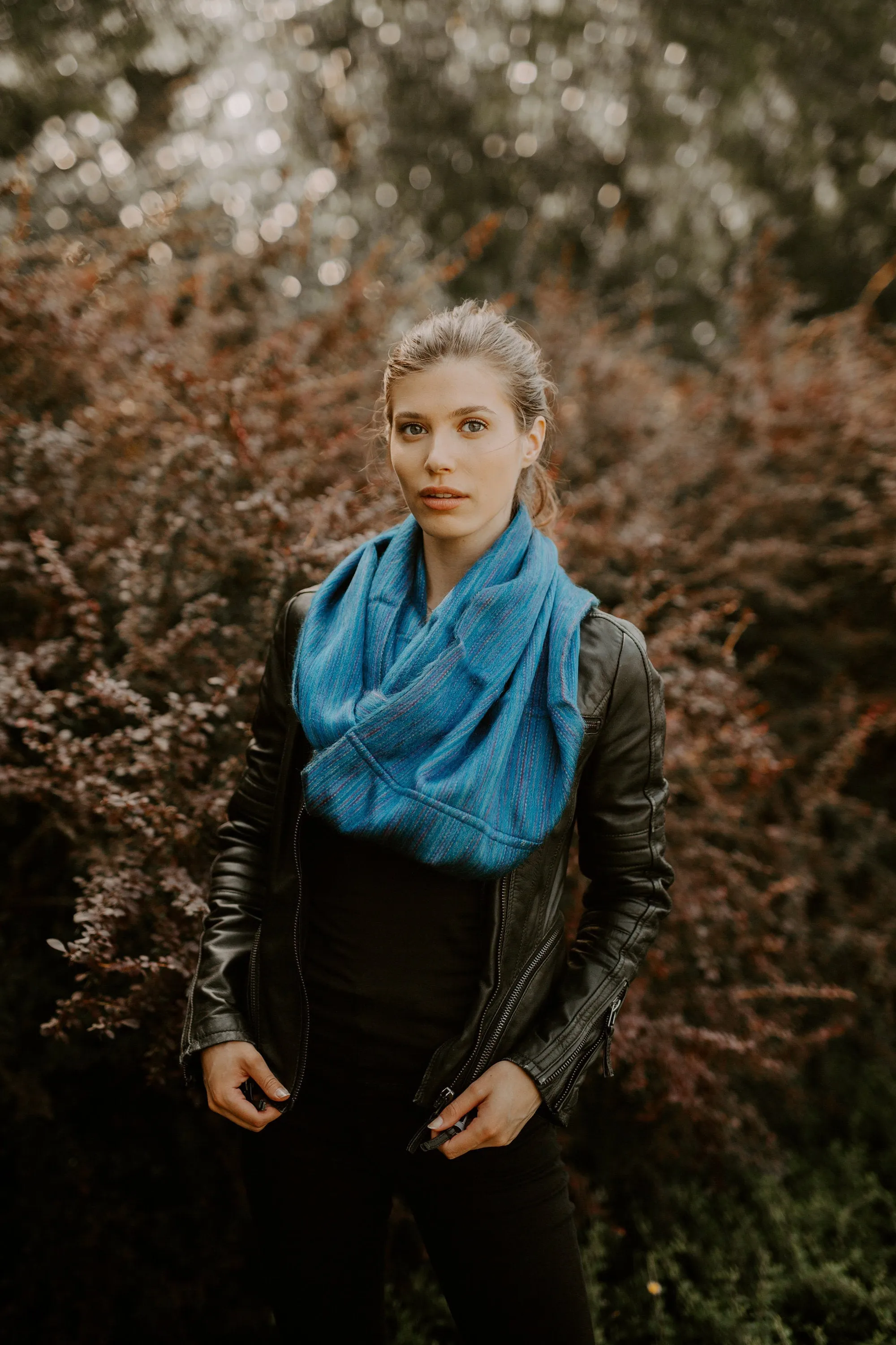Warm Alpaca Wool Infinity Scarf, Teal