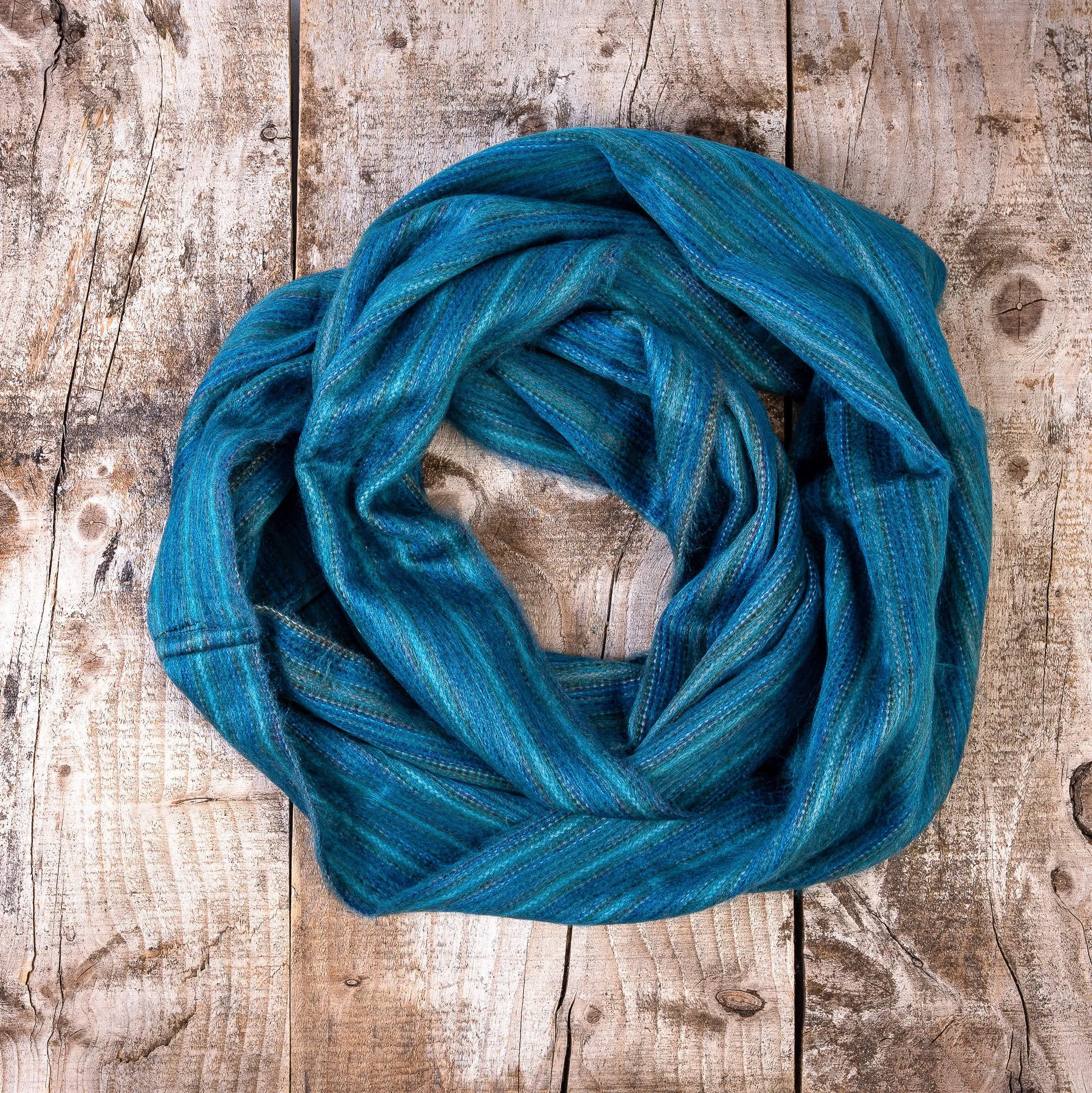 Warm Alpaca Wool Infinity Scarf, Teal