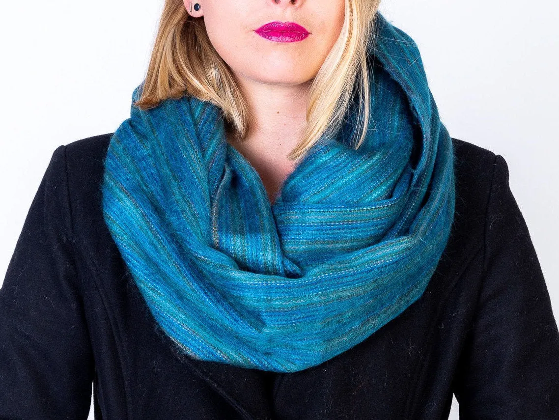 Warm Alpaca Wool Infinity Scarf, Teal