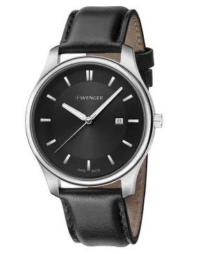 Wenger Mens City Classic - Stainless Steel - Black Dial & Strap - Date