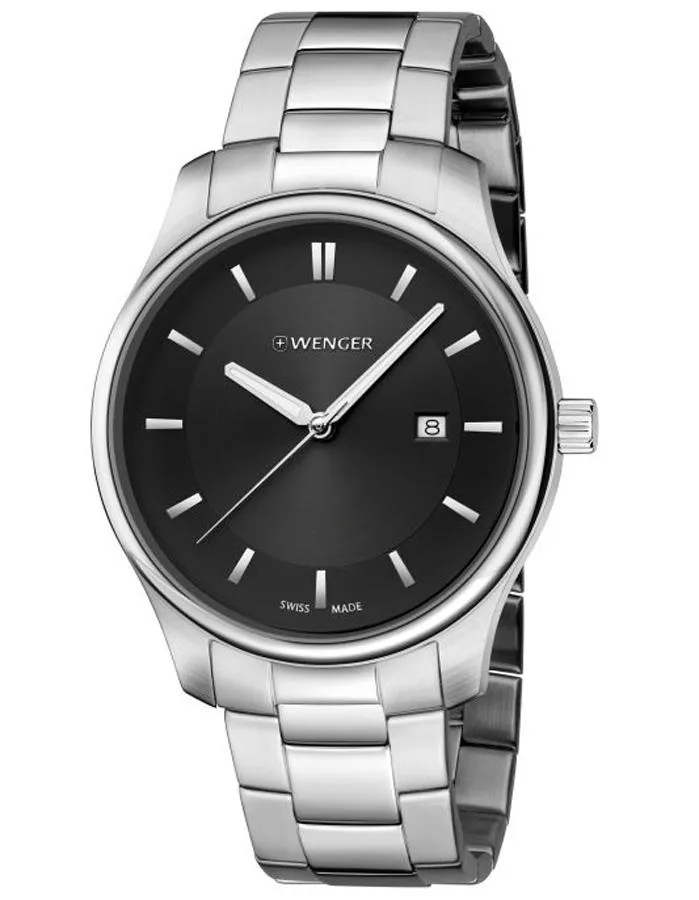 Wenger Womens City Classic Watch - Stainless Steel - Black Dial - Date - 30m