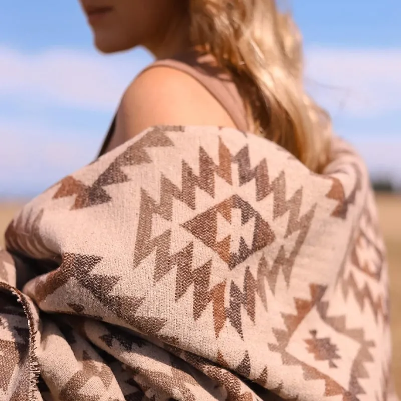 Western Fringed Blanket/Scarf - Savanna Clay