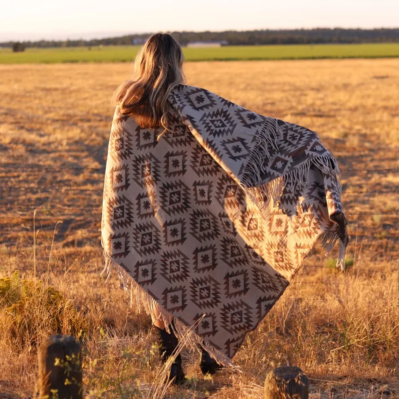 Western Fringed Blanket/Scarf - Savanna Clay