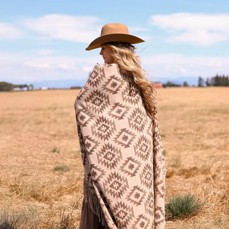 Western Fringed Blanket/Scarf - Savanna Clay