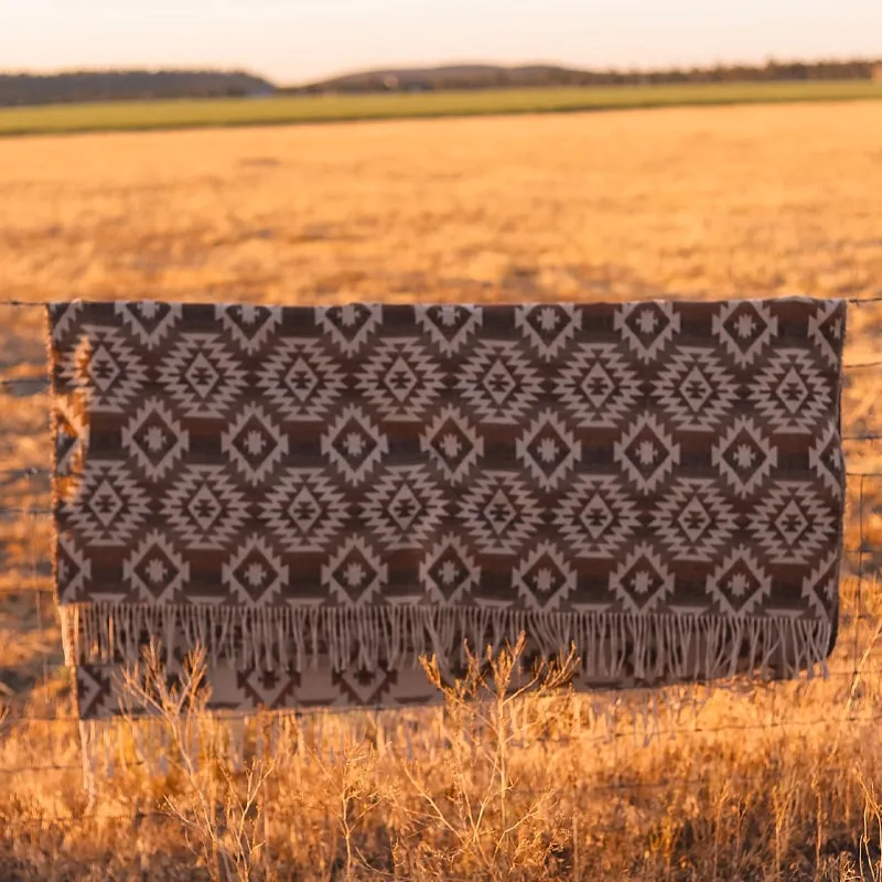 Western Fringed Blanket/Scarf - Savanna Clay