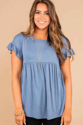 What You Know Denim Blue Babydoll Top