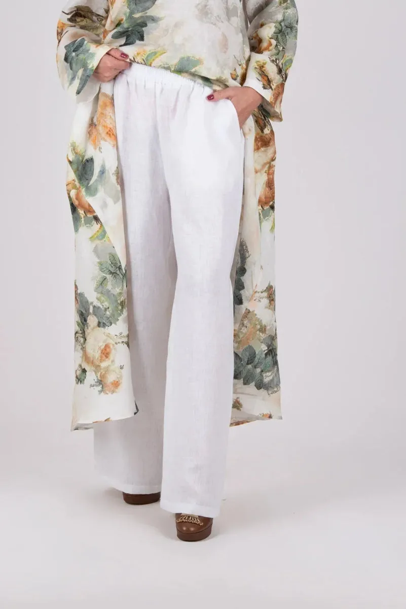 Wide Linen White Pants JESIKA