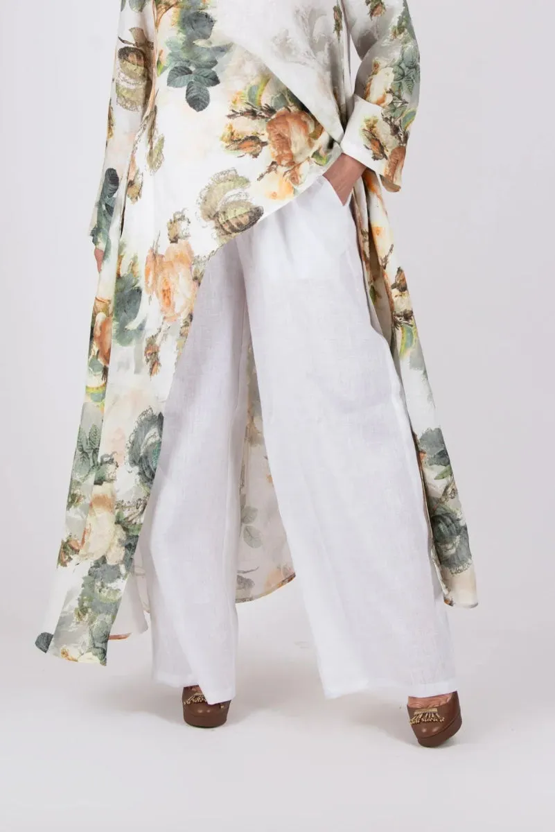 Wide Linen White Pants JESIKA