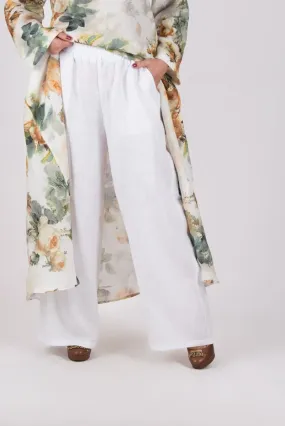 Wide Linen White Pants JESIKA