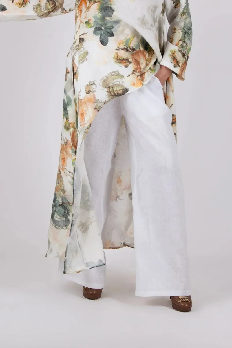 Wide Linen White Pants JESIKA
