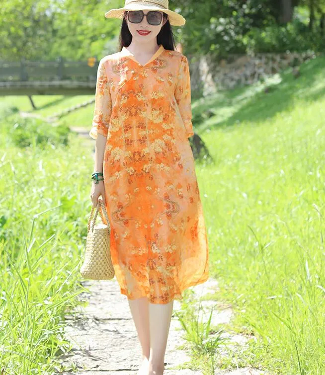 Women Dresses Ramie Casual Spring Linen Women Dresses SSM97215