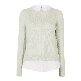 Women Uleen-Chunky Mockable Jumper - Light-Grey