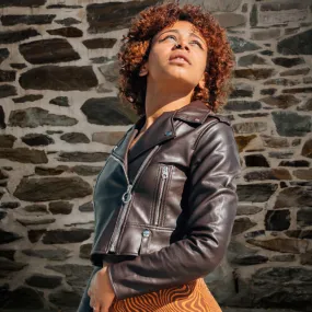 Women's Cropped Leather Jacket - Bailey